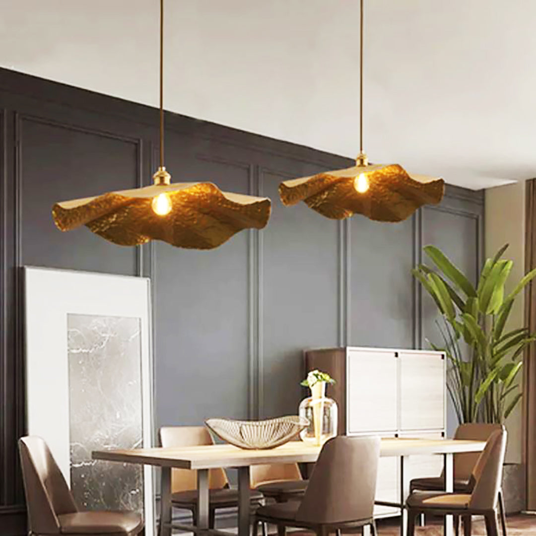 Lotus Leaf Ceiling Light, Gold Hammered Brass – Authentic Moroccan Ltd