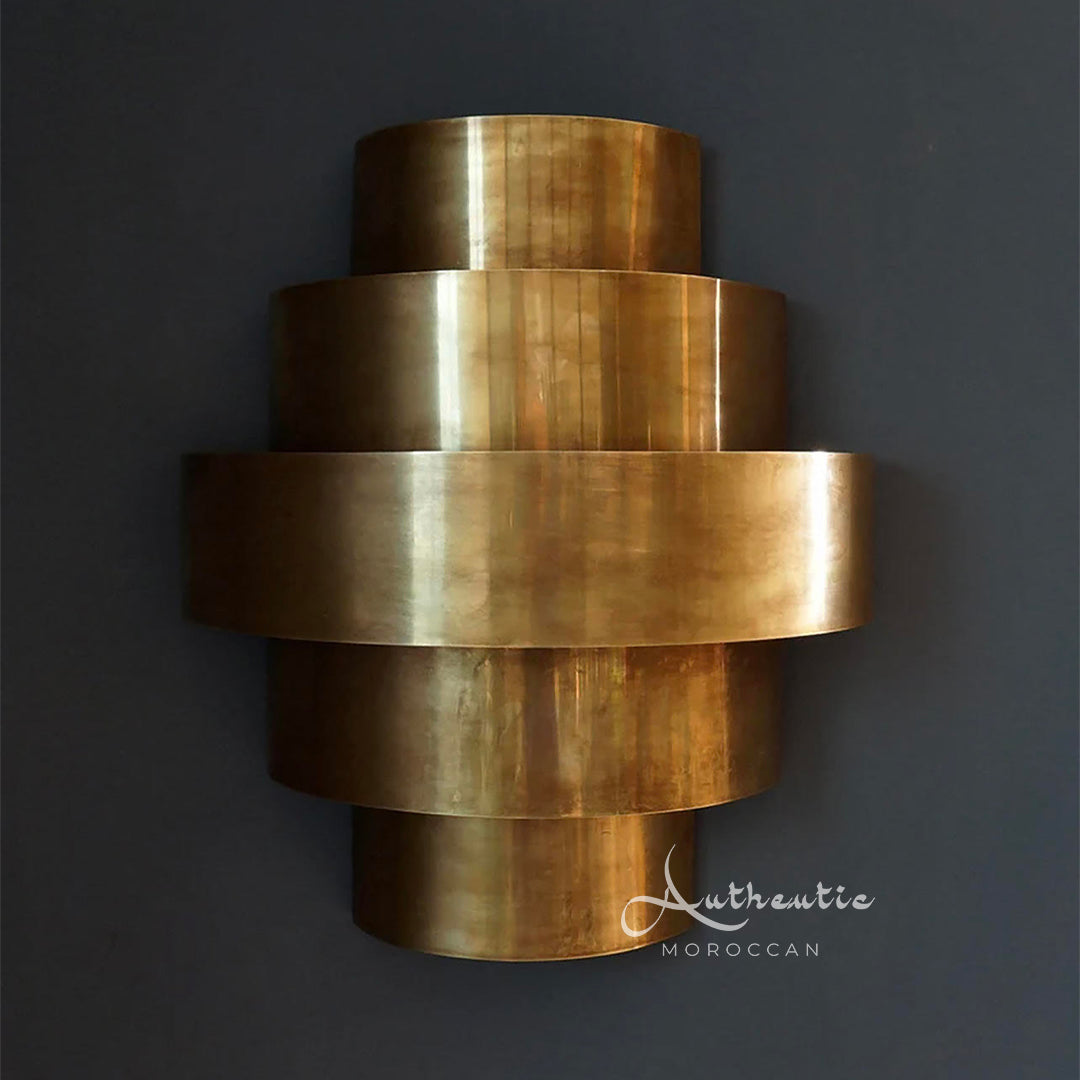Antique Brass Wall Sconce Lamp Modern Brass Layers Wall Light outdoor indoor modern wall lamp handmade - Authentic Moroccan