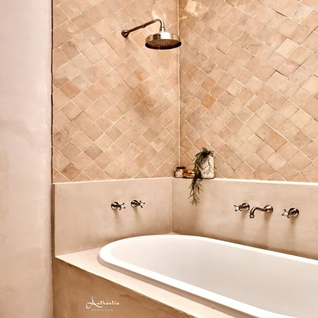 Tile Square Tan Square Zellige Tiles, Terracotta – Authentic Moroccan Ltd