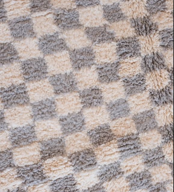 Wool Checkered Rug Genuine Checkered Grey & White Beni Ourain Wool Rug - All sizes ...