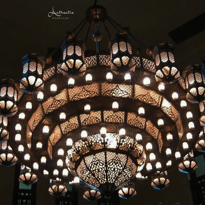 Moroccan Brass Custom Chandelier Handmade design Ceiling Pendant glass bespoke oversized Large Chandelier - Authentic Moroccan5