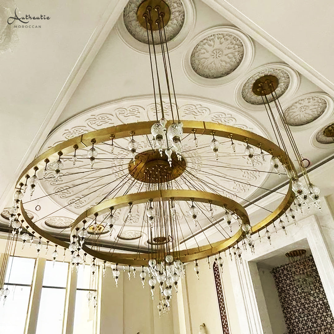 Moroccan Brass Custom Circles Chandelier Handmade design Ceiling Pendant glass bespoke oversized Large Chandelier - Authentic Moroccan5