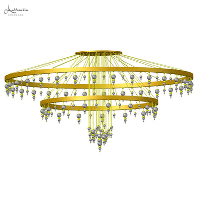 Moroccan Brass Custom Circles Chandelier Handmade design Ceiling Pendant glass bespoke oversized Large Chandelier - Authentic Moroccan5