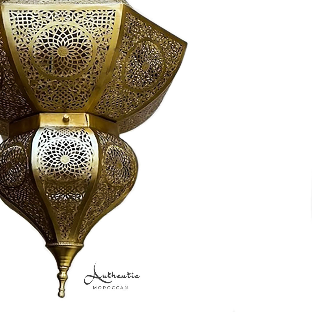 Moroccan Ceiling Light Brass Handmade Design Lampshade Arabesque Turkish Lampshade - Authentic Moroccan