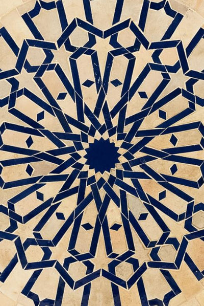 Moroccan Mosaic Table Garden Outdoor round table tiles handmade natural & blue design - Authentic Moroccan