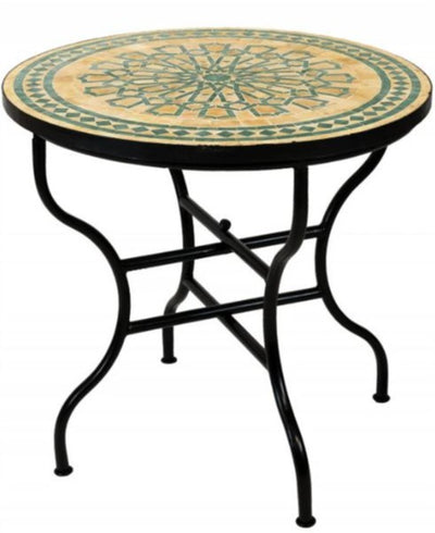 Moroccan Mosaic Table Garden Outdoor round table tiles handmade natural & green design - Authentic Moroccan