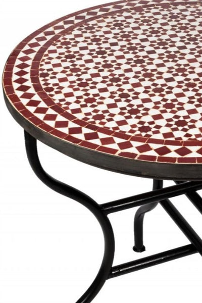 Moroccan Mosaic Table Garden Outdoor round table tiles handmade red - Authentic Moroccan