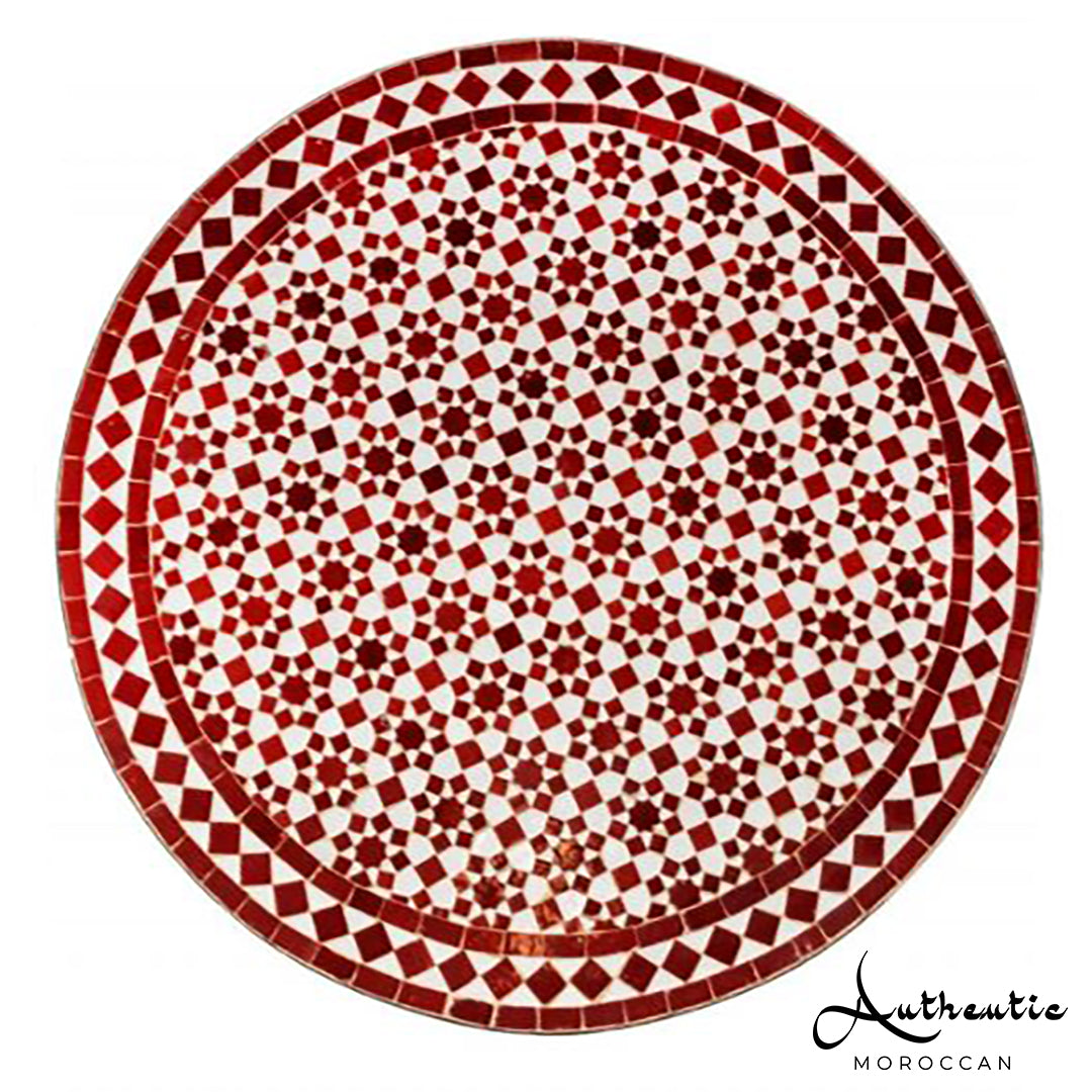 Moroccan Mosaic Table Garden Outdoor round table tiles handmade red - Authentic Moroccan