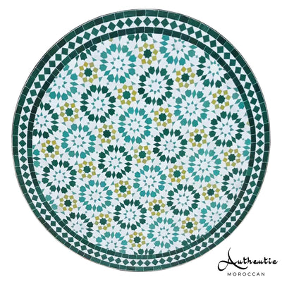 Moroccan Zellige Mosaic Table Garden Outdoor round table tiles handmade blue green traditional design - Authentic Moroccan