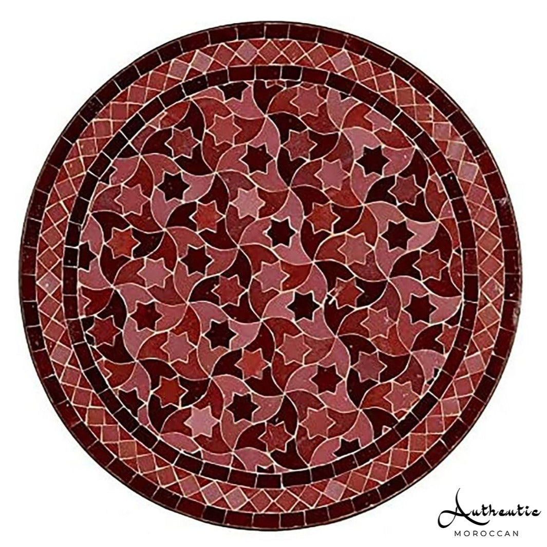 Moroccan Mosaic Table Garden Outdoor round table tiles handmade red design - Authentic Moroccan