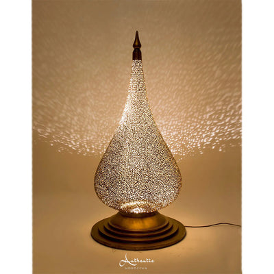 Moroccan Table Lamp Side Brass Moorish Handcrafted calligraphy filigree design-Authentic Moroccan