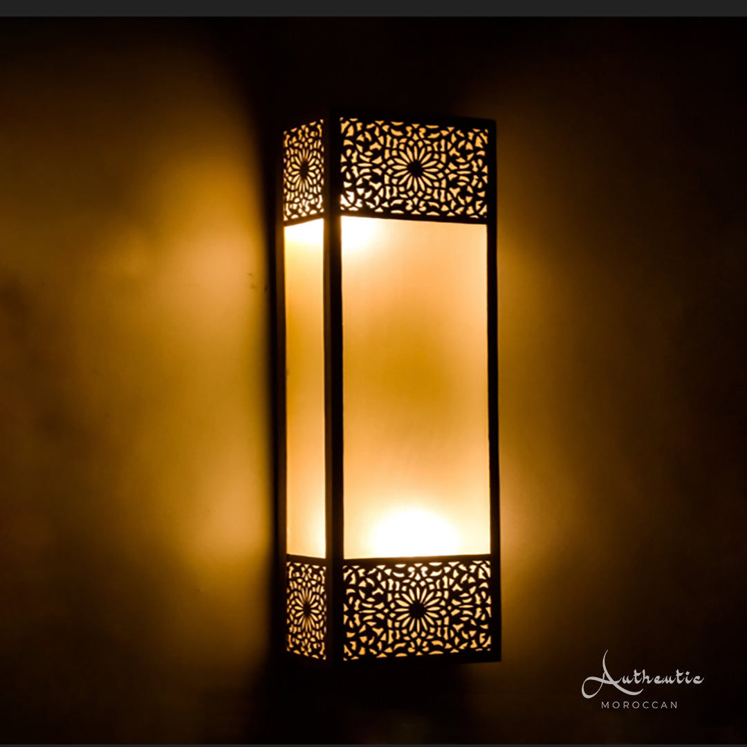 Moroccan Wall Sconce Moorish Lamp Brass Wall Light glass design - Authentic Moroccan