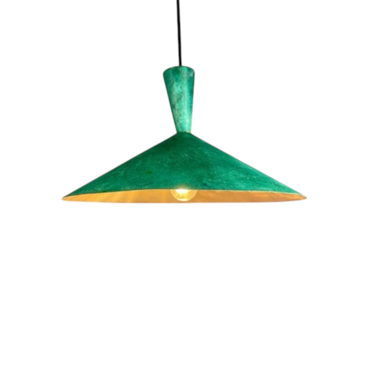 Oxidized Brass Copper Cone Light Fixture  