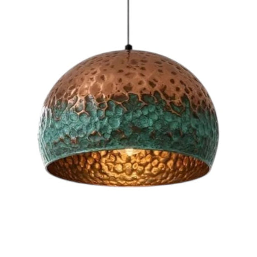 Oxidized Brass Copper Dome Light Fixture  - pendant lights, ceiling light, light fixtures, orange lamp, dome pendant light, drum kitchen island, home decor modern, unique pendant light, handmade lamp, vintage hanging lamp