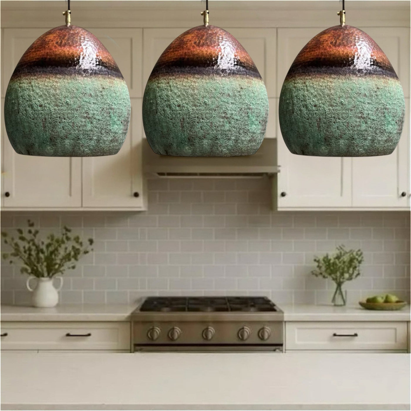 Oxidized Brass Copper Dome Light Fixture  - Ref.2759