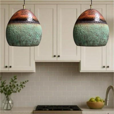 Oxidized Brass Copper Dome Light Fixture  - Ref.2759
