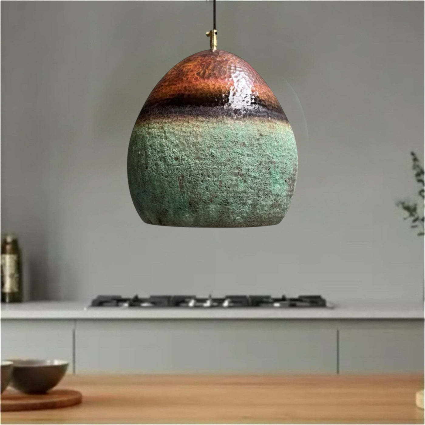 Oxidized Brass Copper Dome Light Fixture  - Ref.2759