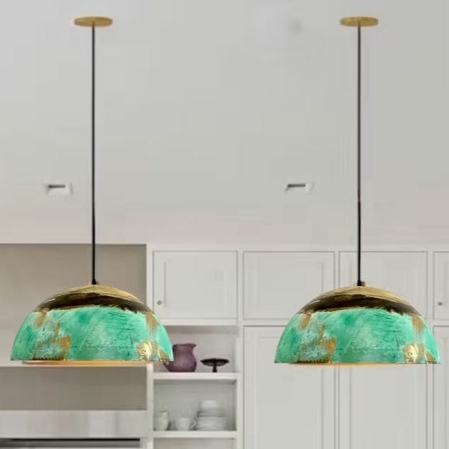 Oxidized Brass Copper Dome Light Fixture  - Ref.2703