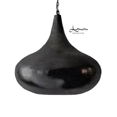 Pierced Black Brass Indian design Ceiling Light - Authentic Moroccan