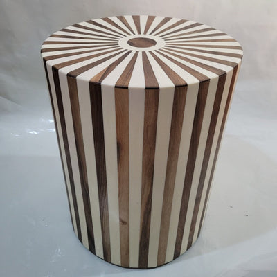 Walnut Cylindrical Table, White