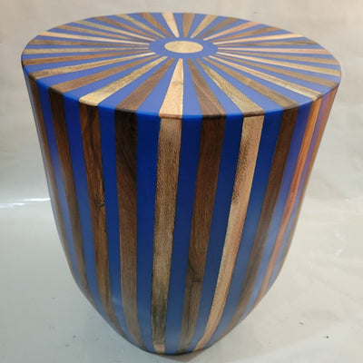 Walnut Cylindrical Table, Blue