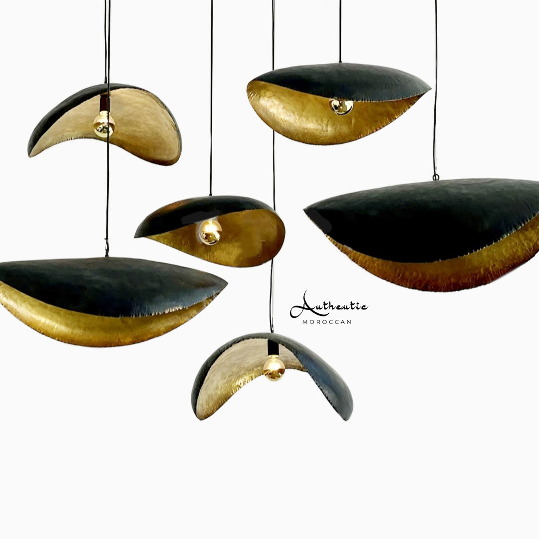 black Brass Lotus leaves ceiling lamps design - Authentic Moroccan