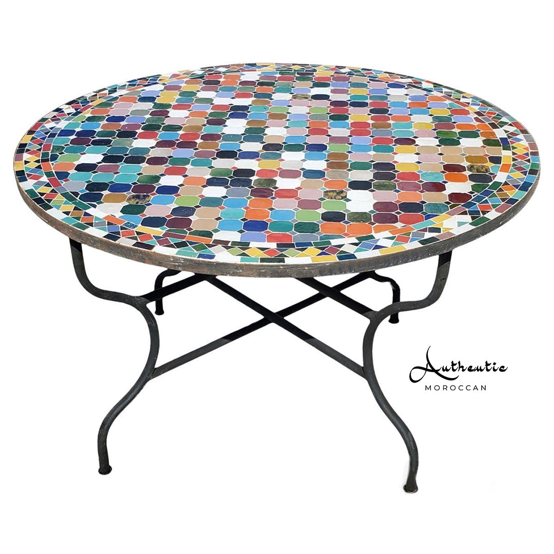 Patchwork multicolor Mosaic Round Table - 1021