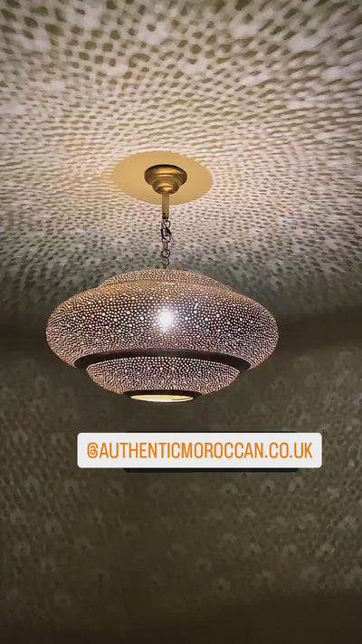 Video of the Pierced Moroccan Ceiling Lamp, Handmade design from Brass - Authentic Moroccan
