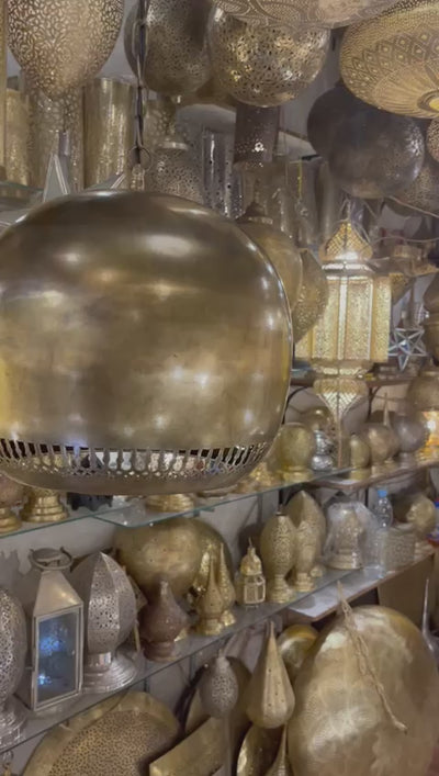 Arabesque Globe Ceiling Light, Gold Brass