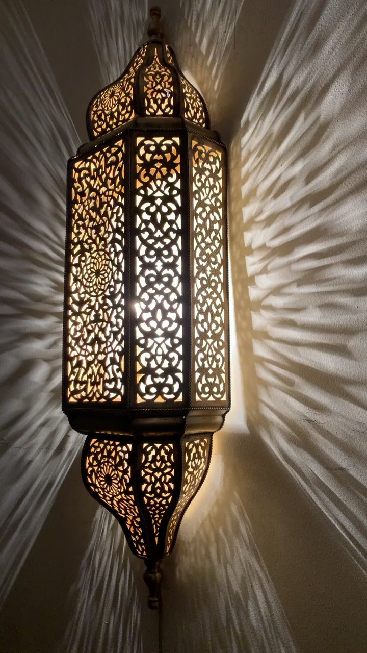 Video Moroccan Wall Sconce - Authentic Moroccan - Wall Lights-Moorish Brass Design wall Lamp