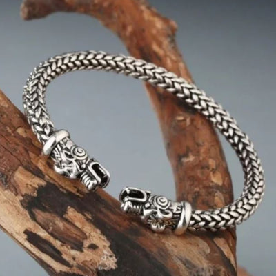 lion-heads-Silver-Cuff-For-Men-tiger-Bangle-for-Him-Chunky-viking-Boho-bracelet-Authentic-Moroccan