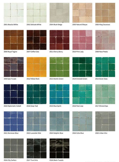 zellige colours palette - Authentic Moroccan tiles