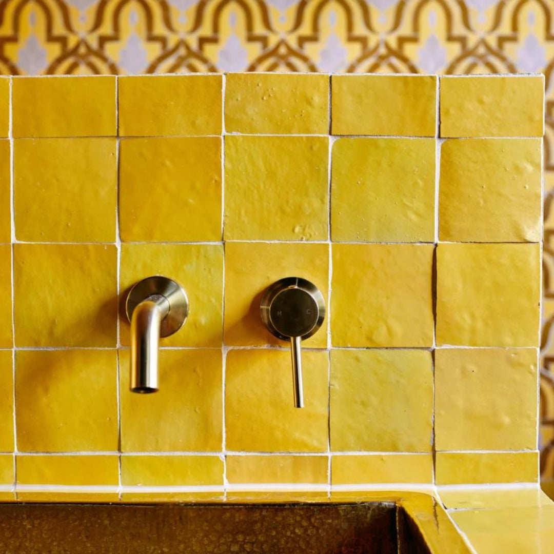 Zellige Tile Pattern Square Square Zellige Tiles, Yellow – Authentic Moroccan Ltd