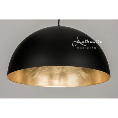 Black Dome Smooth Brass gold inner ceiling lamp Lighting Fixture design - Authentic Moroccan