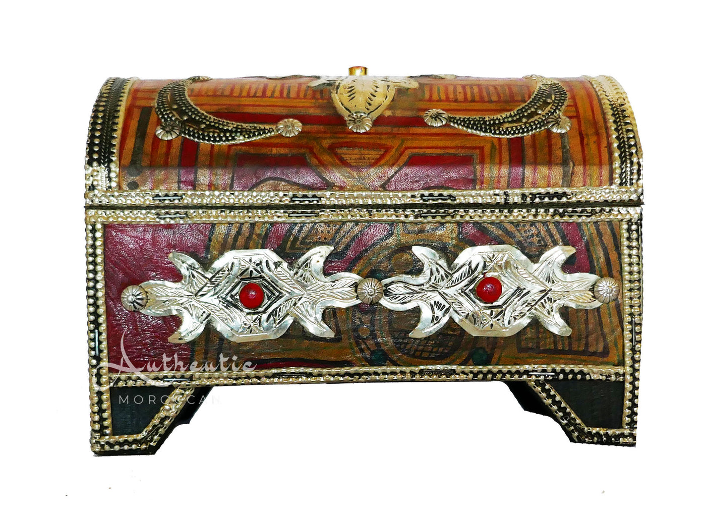 Vintage Handcrafted Leather & Metal, Jewelry Box - Merzouga