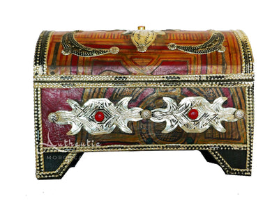 Vintage Handcrafted Leather & Metal, Jewelry Box - Merzouga