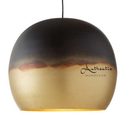 Globe Ceiling Light, Black with Gold Brass contrast over dining table - Authentic Moroccan