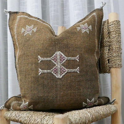 Cactus Silk Cushion, Brown