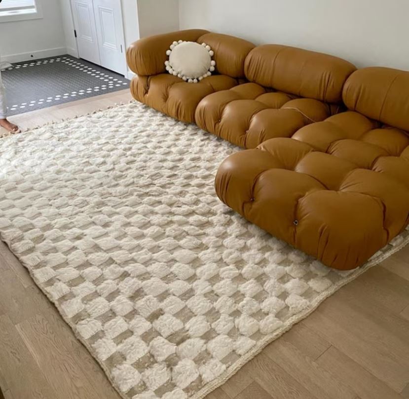 Wool Check Rug Genuine Checkered White Beni Ourain Wool Rug - All sizes – Authentic ...