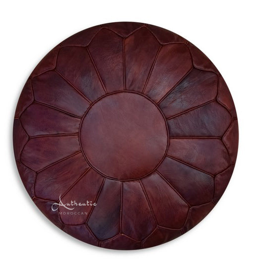 Moroccan Classic Leather Pouffe, Honey Brown