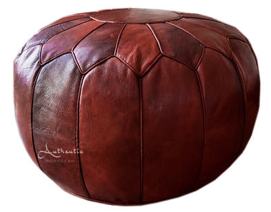 Moroccan Classic Leather Pouffe, Honey Brown