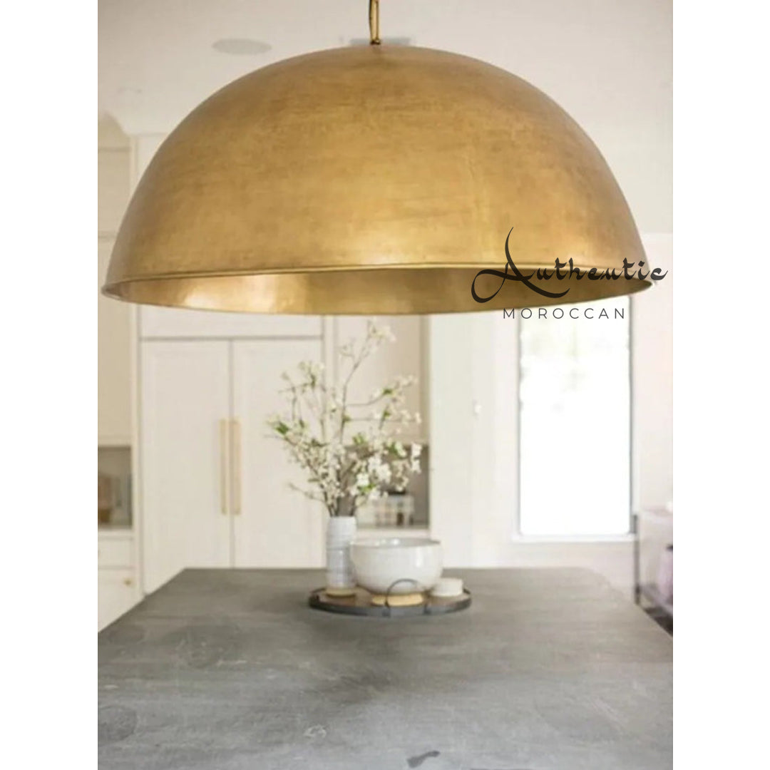 Dome Light Fixture Oversized Dome Ceiling Light, Gold Brass – Authentic Moroccan Ltd