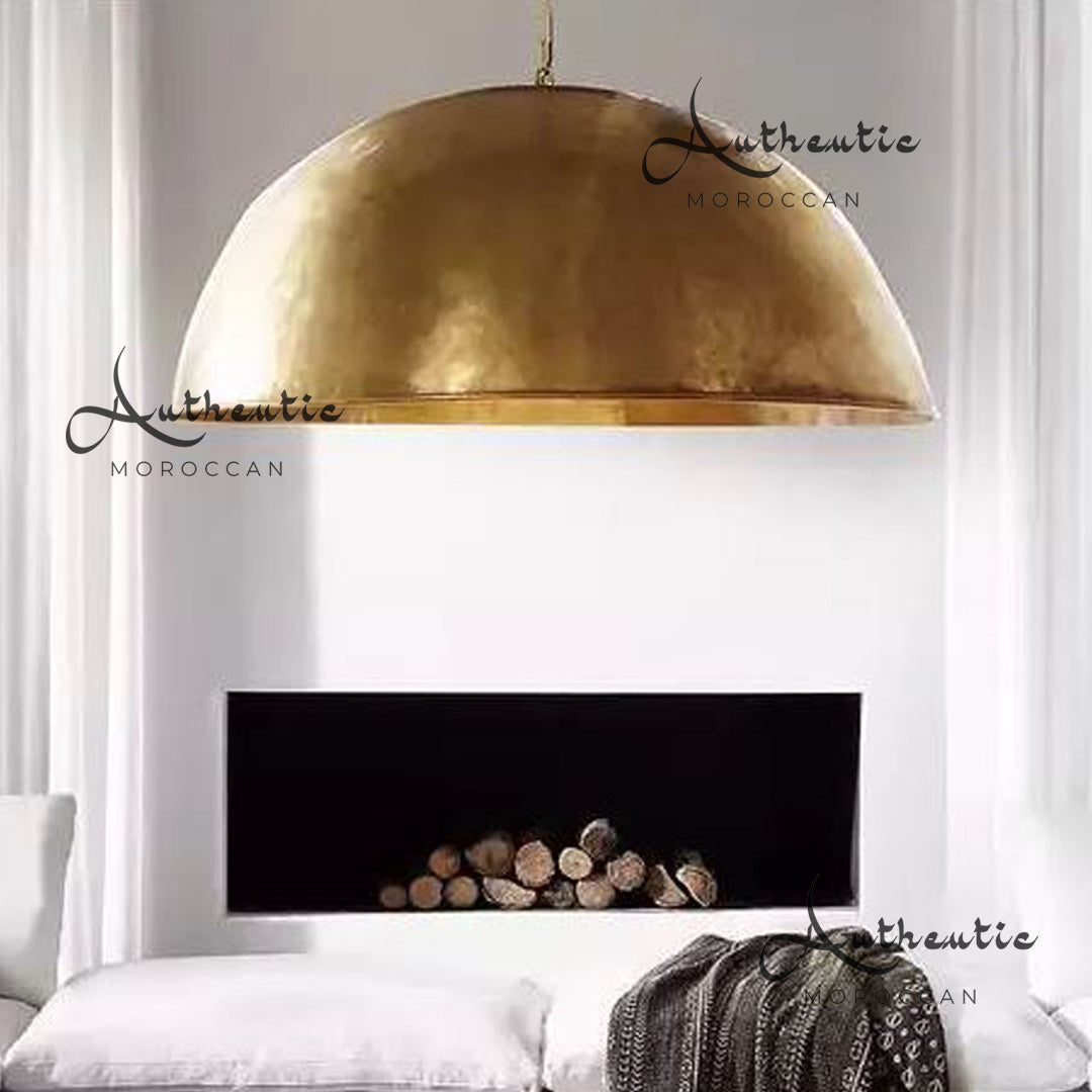 Oversized Gold Brass smooth Dome Brass ceiling lamp dome Lighting Fixture -Authentic Moroccan