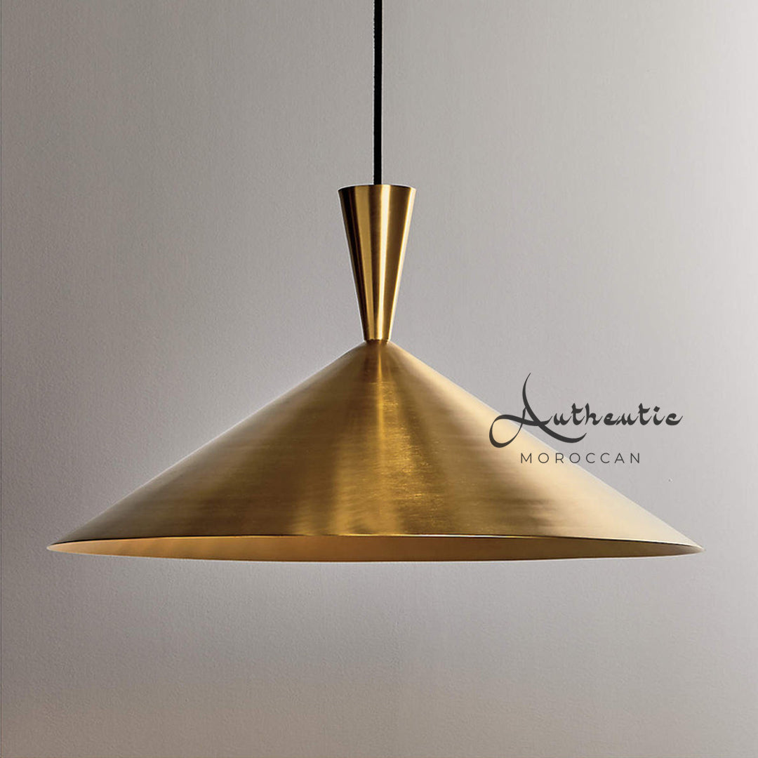 Oriental hat design Lamp fixture Handmade Modern Minimalist Brass Cone Pendant Light - Authentic Moroccan