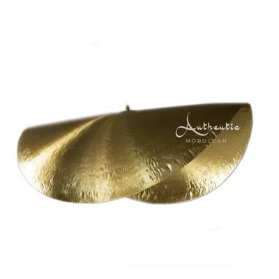 Large Gold Leaf Suspension Lamp in Gold Brass-Authentic Moroccan