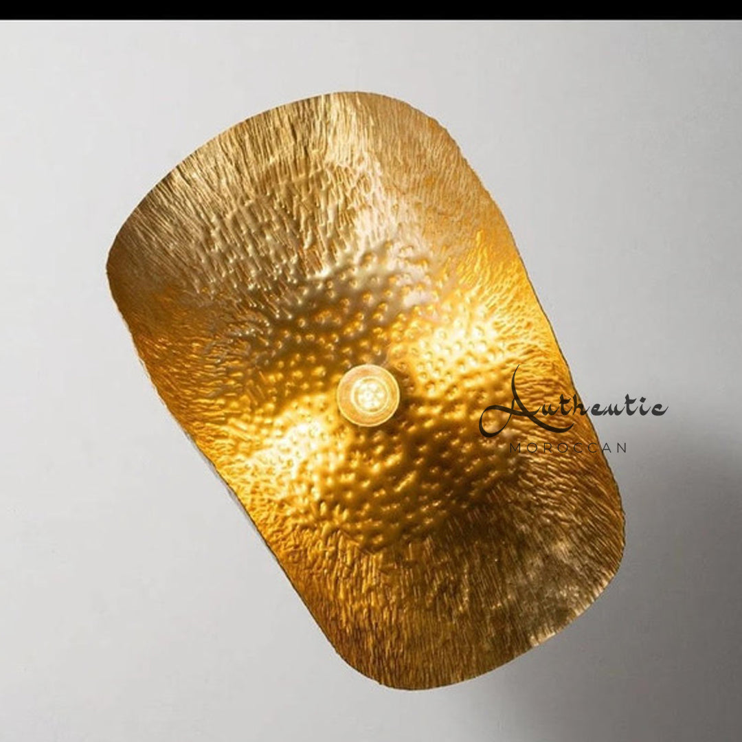 Twisted Brass Ceiling Light fixture, Gold Hammered Brass