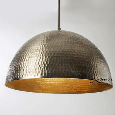 Nickel Brass Dome With Gold inner Handmade Silver Dome Ceiling Fixture - Authentic Moroccan