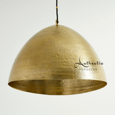 Oval Brass Dome Hammered Brass Ceiling Pendant Design-Authentic Moroccan