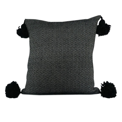 PomPom Pillow, Geometric Black