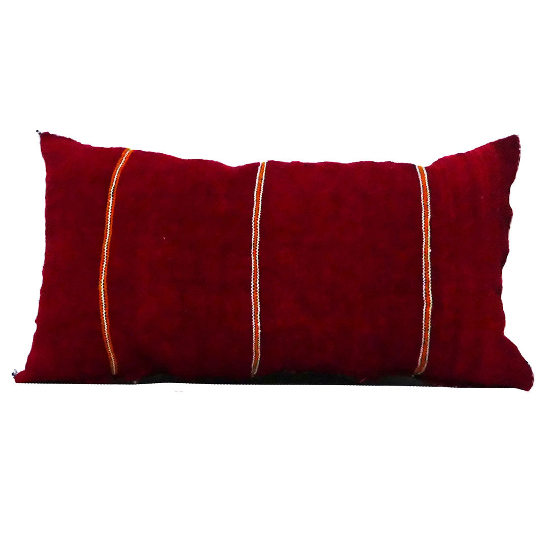 Moroccan Rectangular Red Kilim Cushion, Yamna